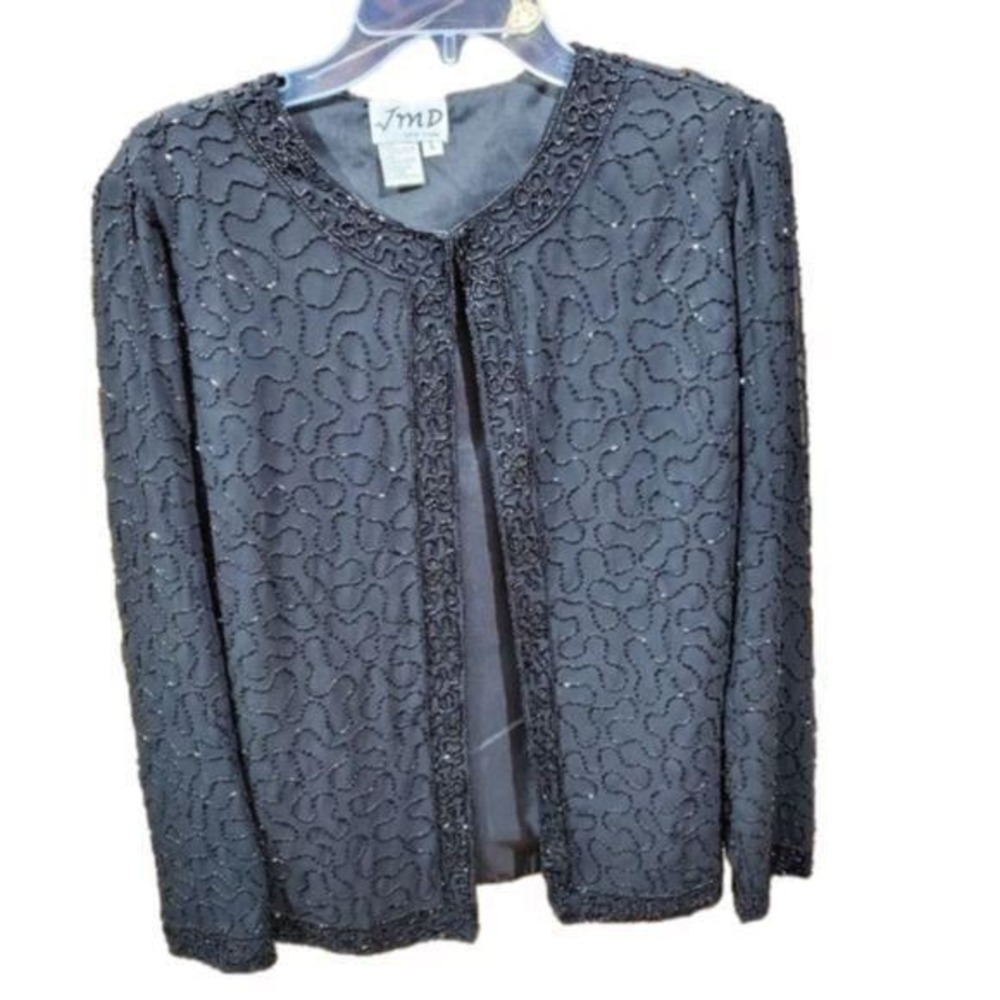 JMD vintage beaded black Dressy Formal Evening Occasion jacket blazer Size large
